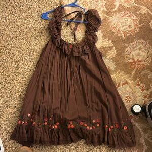 Free People Flowy Embroidered Dress, XL